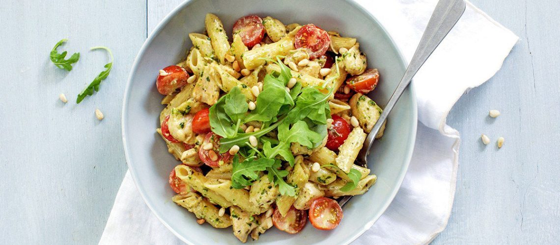 Pasta pesto met kip